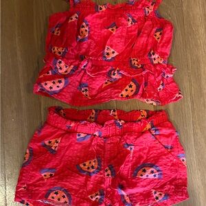 Red and blue patriotic watermelon Star Patterned Two-Piece Set Sz 4T
